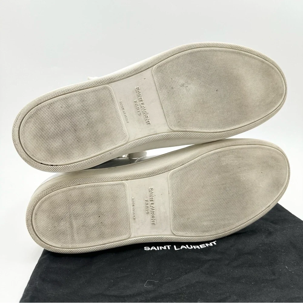 Saint Laurent Men's Metallic Silver Leather Hi-top Sneaker 418026 - Picture 10 of 11